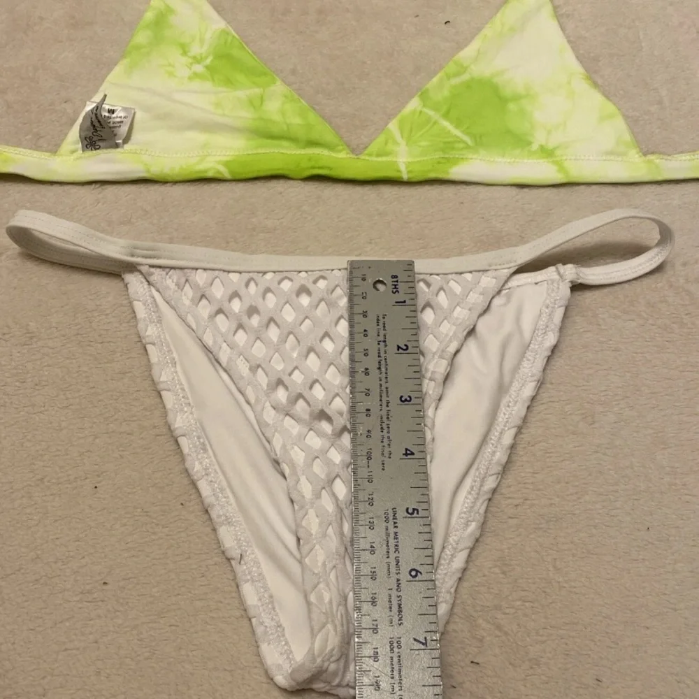 Tie Dye White and Neon Lime Green Bikini Set